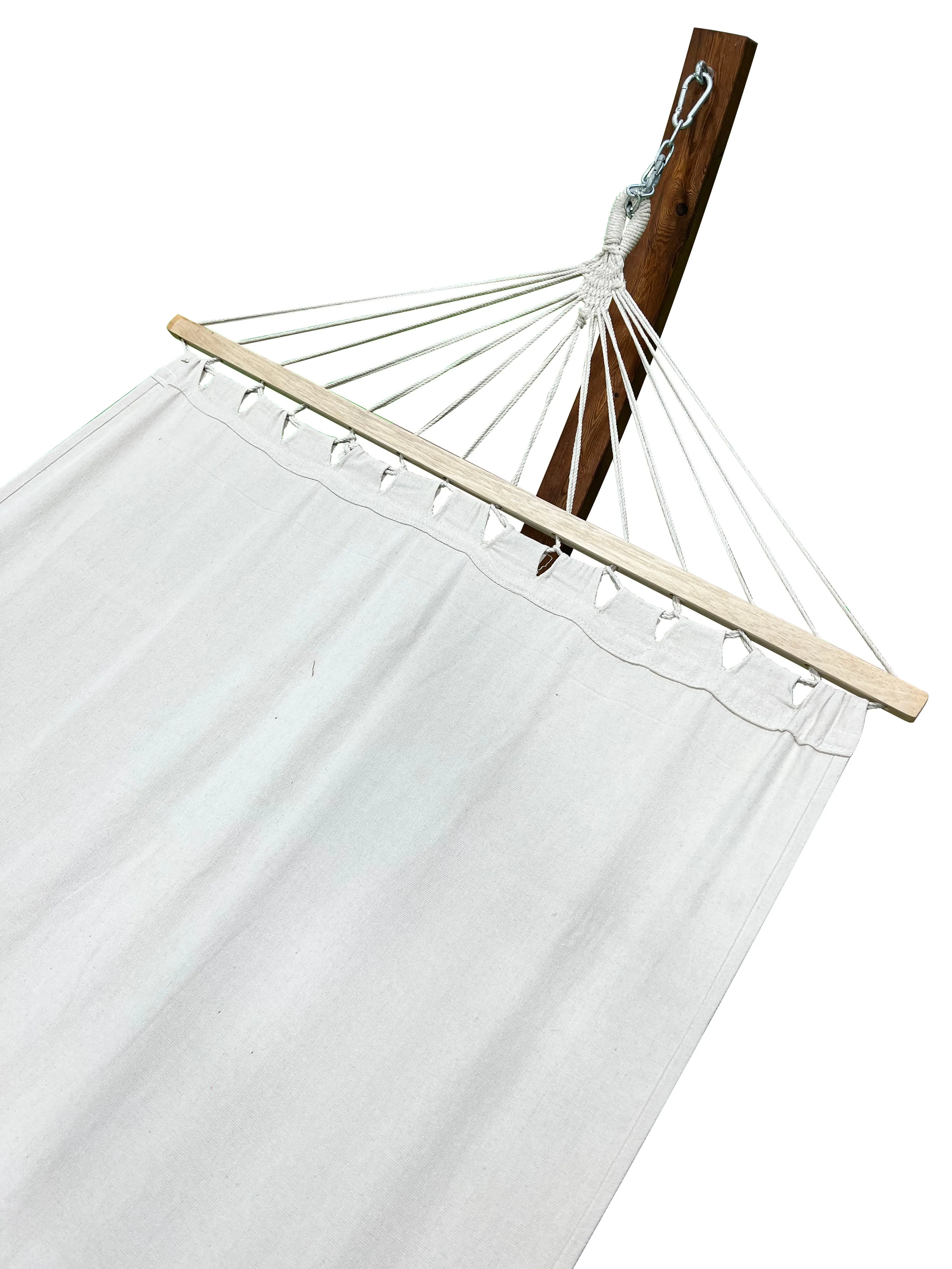 12 Ft. Teak Stain/Water Treated Wooden Arc Hammock Stand & Bed. (Beige)