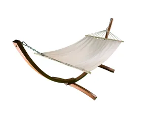 12 Ft. Teak Stain/Water Treated Wooden Arc Hammock Stand & Bed. (Beige)