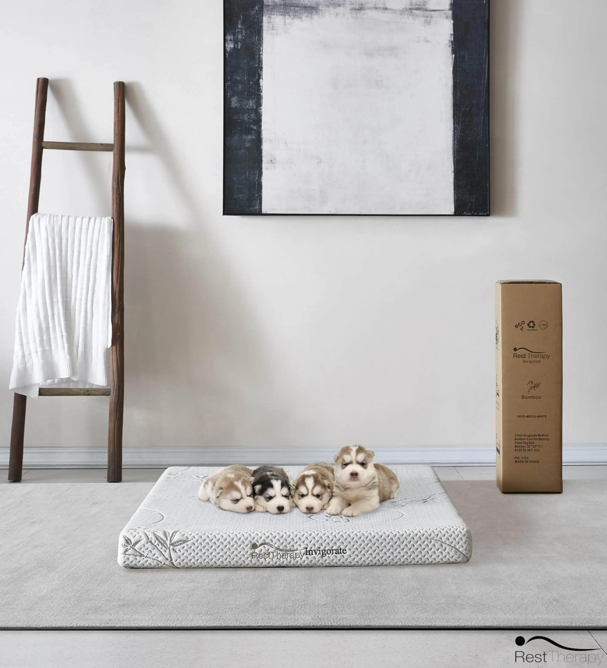 3 Inch Invigorate Bamboo Cool Gel Memory Foam Dog or Cat Bed Pet Mattress - Available in 3 Sizes