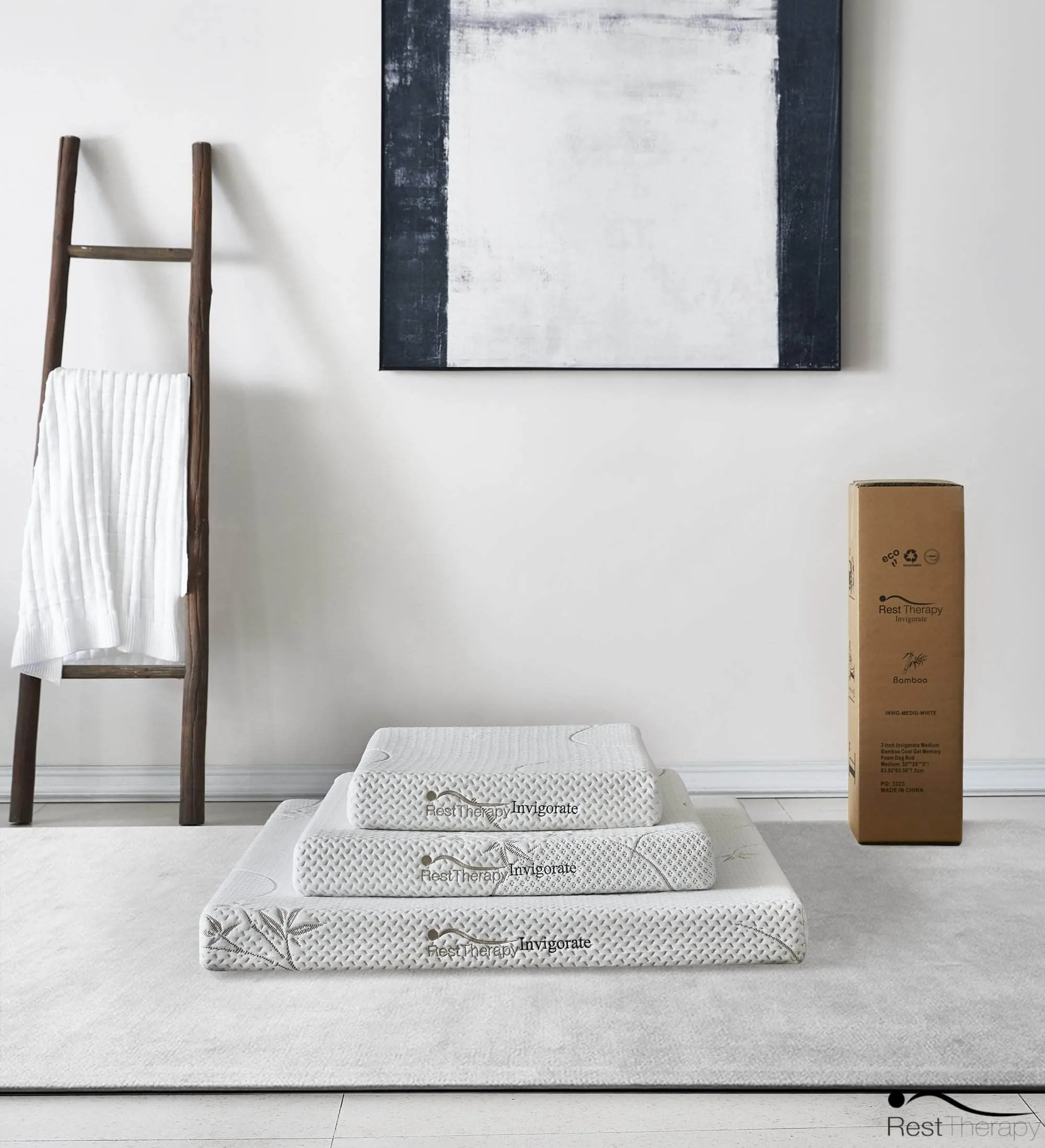 3 Inch Invigorate Bamboo Cool Gel Memory Foam Dog or Cat Bed Pet Mattress - Available in 3 Sizes