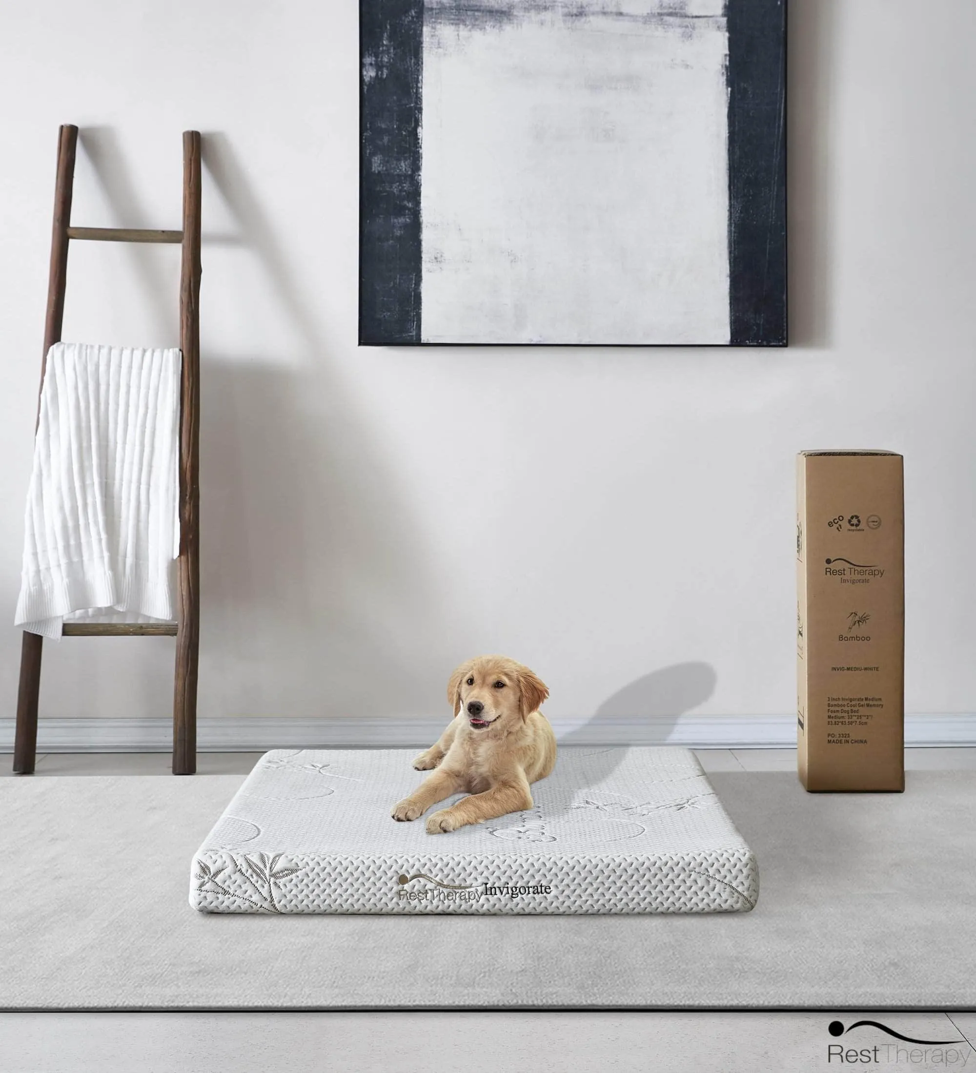3 Inch Invigorate Bamboo Cool Gel Memory Foam Dog or Cat Bed Pet Mattress - Available in 3 Sizes