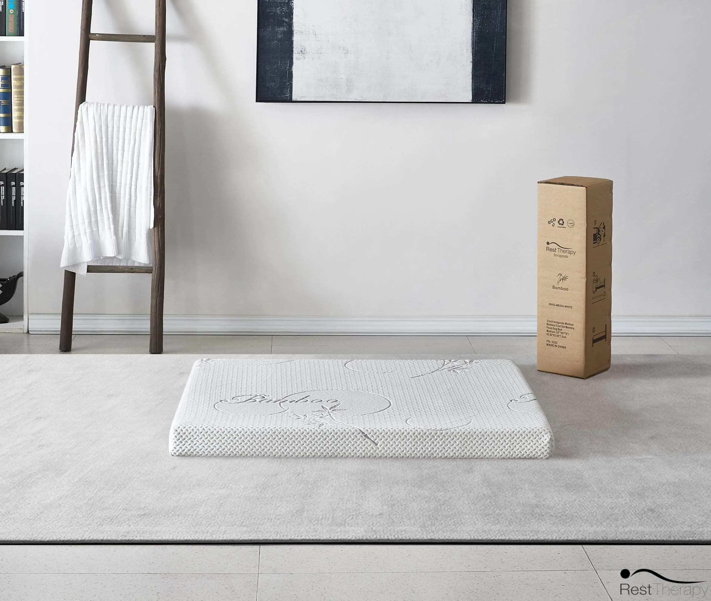 3 Inch Invigorate Bamboo Cool Gel Memory Foam Dog or Cat Bed Pet Mattress - Available in 3 Sizes