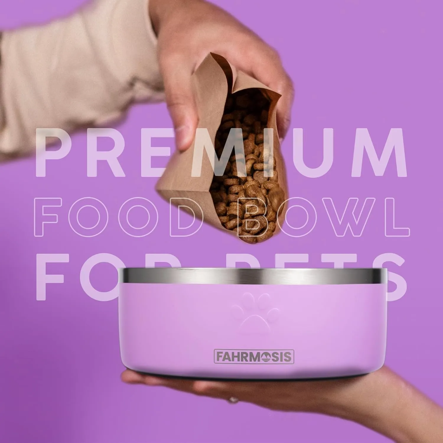 32 Oz Dog Bowl with Slow Feeder Insert Stainless Steel Pet Water Bowl for Medium & Large Breed Non Slip Rubber Base & Plastic Puzzle Feeder - Lavender