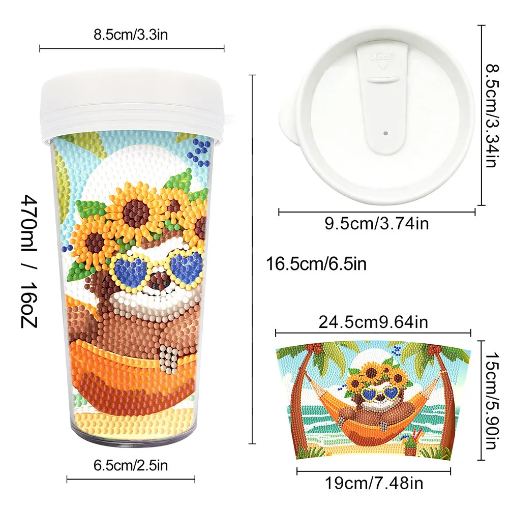 470ml Summer 5D Diamond Painting Decorate Water Bottle DIY Art for Boys Girls