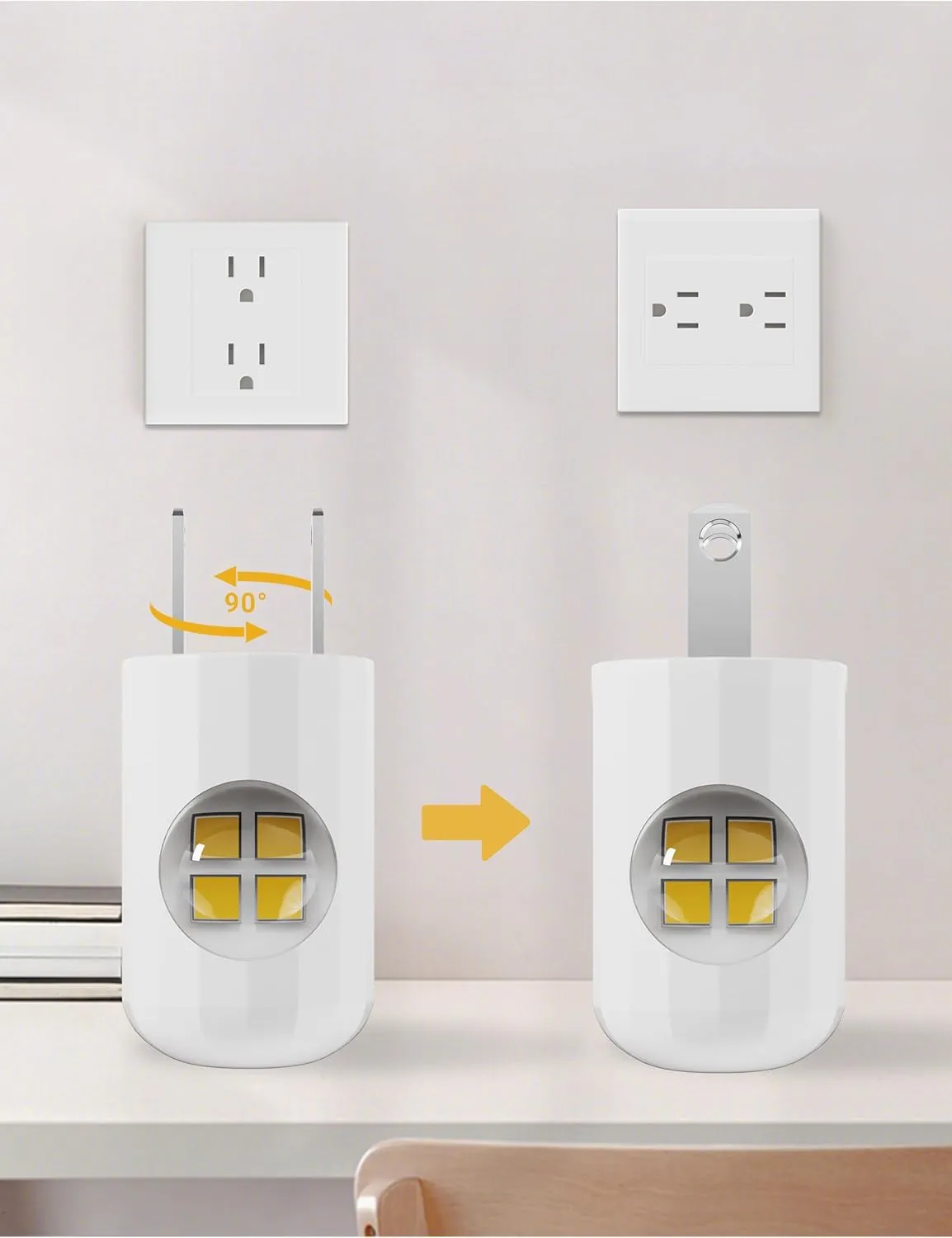 6-Pack LED Night Light Plug-in Wall Outlet Light, Warm White, Ambient Lighting for Bedroom, Bathroom, Nursery, Hallway, Kitchen