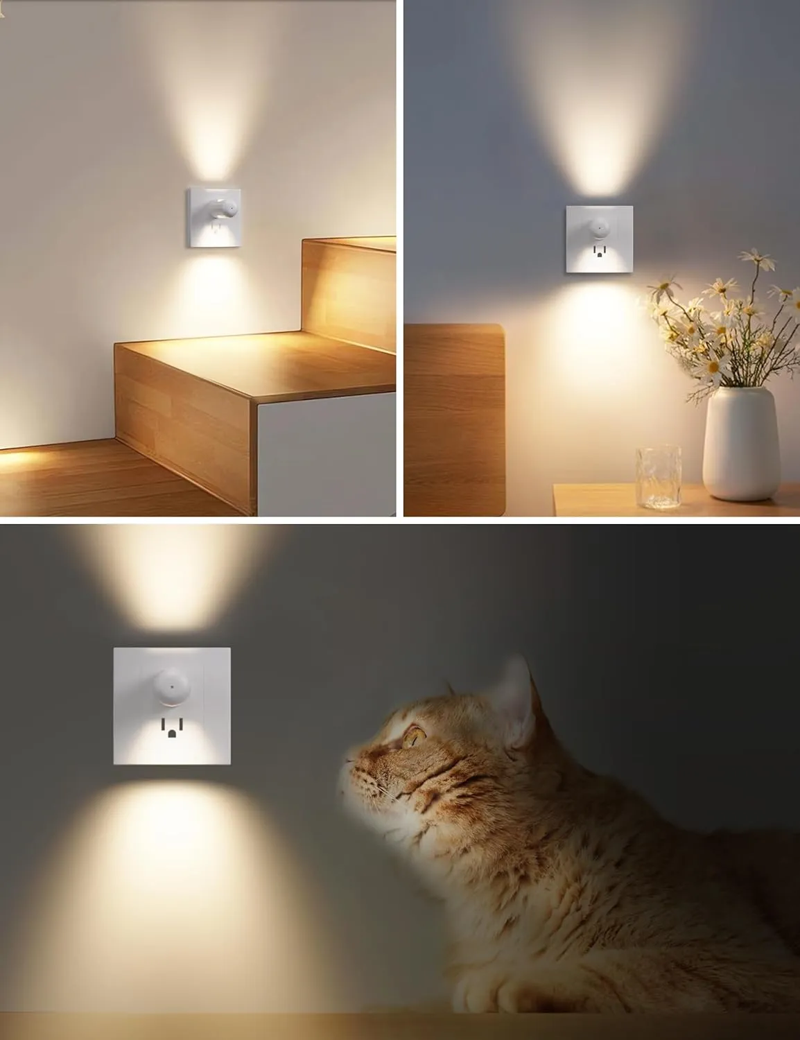6-Pack LED Night Light Plug-in Wall Outlet Light, Warm White, Ambient Lighting for Bedroom, Bathroom, Nursery, Hallway, Kitchen