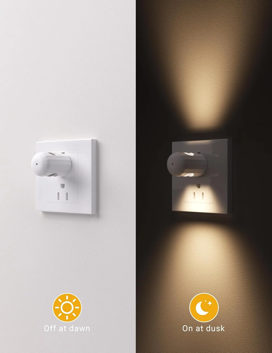 6-Pack LED Night Light Plug-in Wall Outlet Light, Warm White, Ambient Lighting for Bedroom, Bathroom, Nursery, Hallway, Kitchen