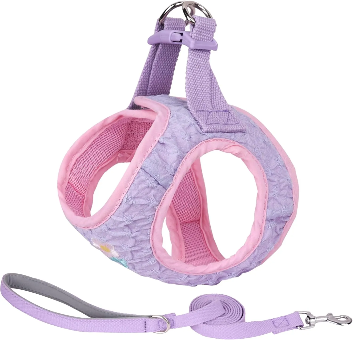 AIITLE Breathable Dog Vest Harness and Leash Set - Step in Adjustable Dog Harness with Magic Tape Design and Quick-Release Buckle - Outdoor Walking, Training for Medium Dogs Purple L