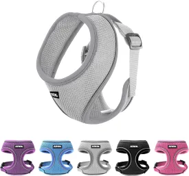 AIITLE No Choke Dog Harness with Triple-Layer Mesh, Reflective & Adjustable Chest Belt, Easy On/Off for Pekingese, Schnauzer  Durable for Daily Walks, Parties (L, Grey)