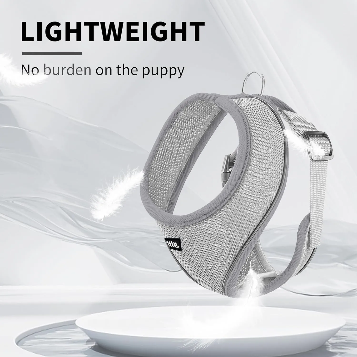 AIITLE No Choke Dog Harness with Triple-Layer Mesh, Reflective & Adjustable Chest Belt, Easy On/Off for Pekingese, Schnauzer  Durable for Daily Walks, Parties (L, Grey)