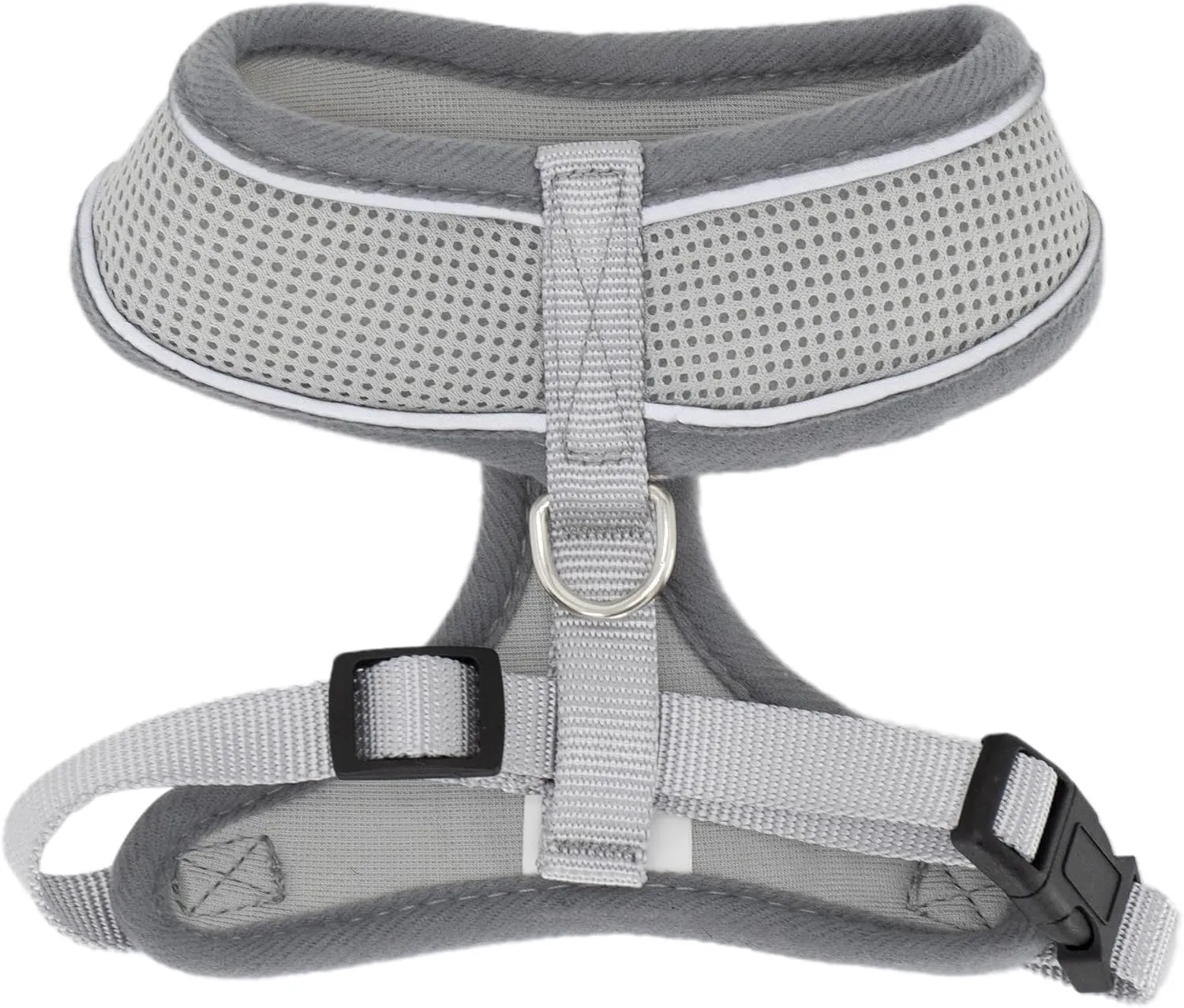 AIITLE No Choke Dog Harness with Triple-Layer Mesh, Reflective & Adjustable Chest Belt, Easy On/Off for Pekingese, Schnauzer  Durable for Daily Walks, Parties (L, Grey)