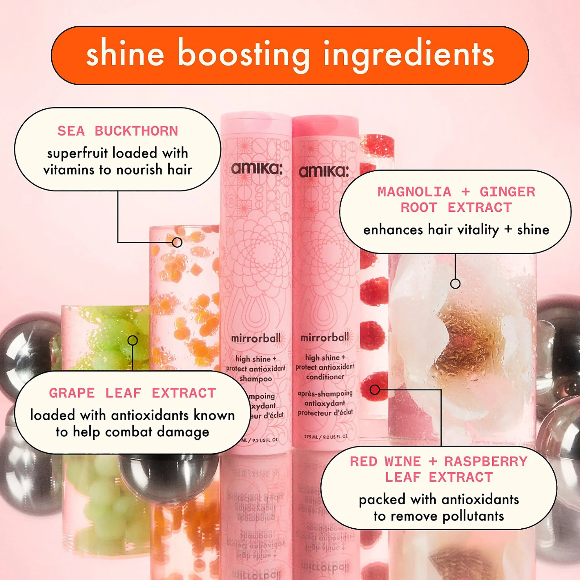 Amika Mirrorball Shampoo and Conditioner Duo - 9.2oz