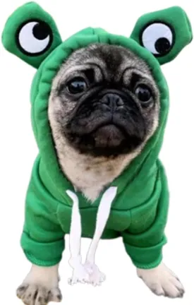ANIAC Funny Pet Clothes for Small Dog Cat Girl Male Puppy Hoodies Warm Dogs Sweatshirt Coat with Eye Hood Fall Cat Apparel Christmas Halloween Outfit Dog Frog Costume (Green, Small)