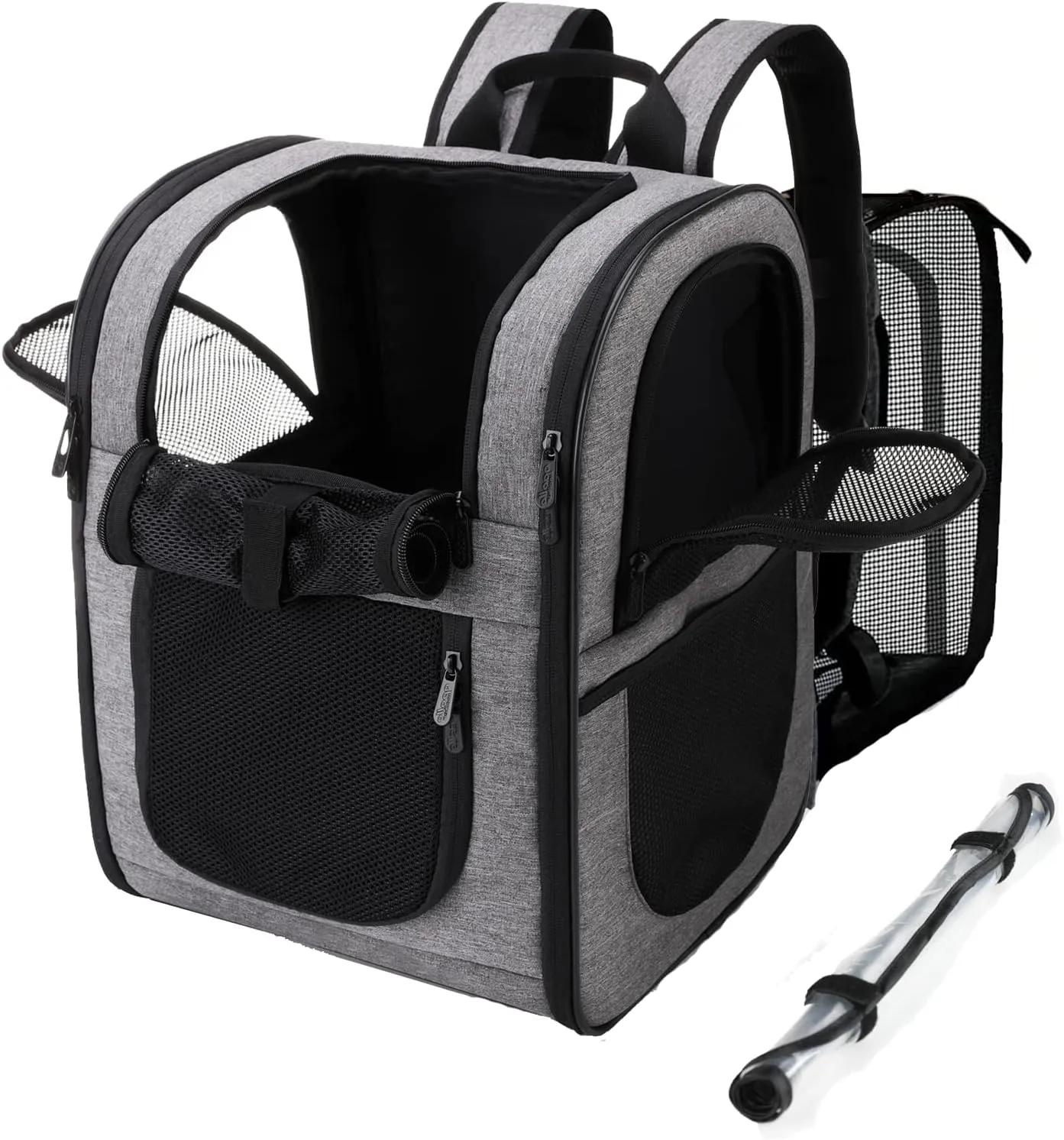 Apollo Walker Pet Carrier Backpack for Large/Small Cats and Dogs, Puppies, Safety Features and Cushion Back Support for Travel, Hiking, Outdoor Use (Gray-Expandable)