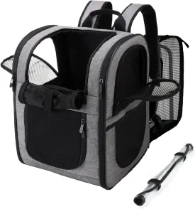 Apollo Walker Pet Carrier Backpack for Large/Small Cats and Dogs, Puppies, Safety Features and Cushion Back Support for Travel, Hiking, Outdoor Use (Gray-Expandable)