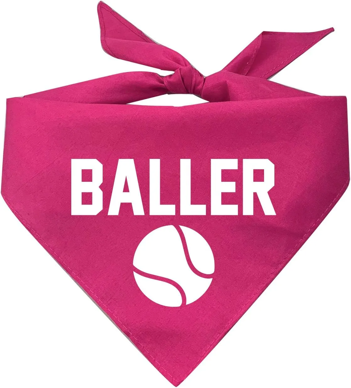 Baller Dog Bandana | 100% Cotton Adjustable Triangle | Made in USA | Tennis | Sports | Biggest Fan | Game, Set, Match | Hot Pink, One Size (347)