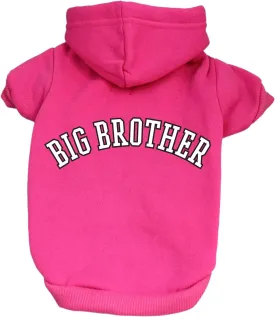 Big Brother (B&W) Dog Hoodie Fleece Lined Pullover Sweatshirt with Leash Hole (Hot Pink, X-Large 894)