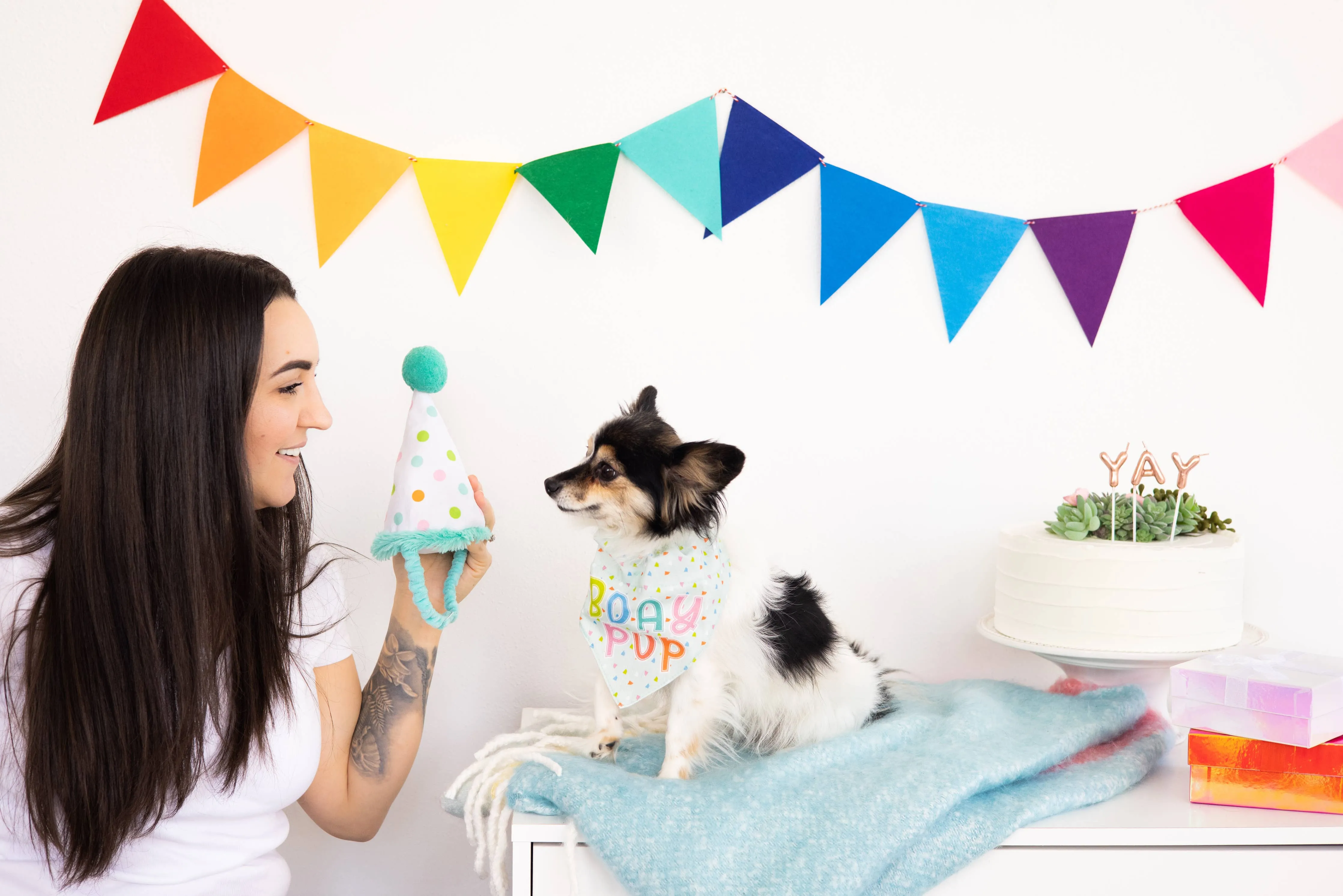 Birthday Pup Bandana Hat Set