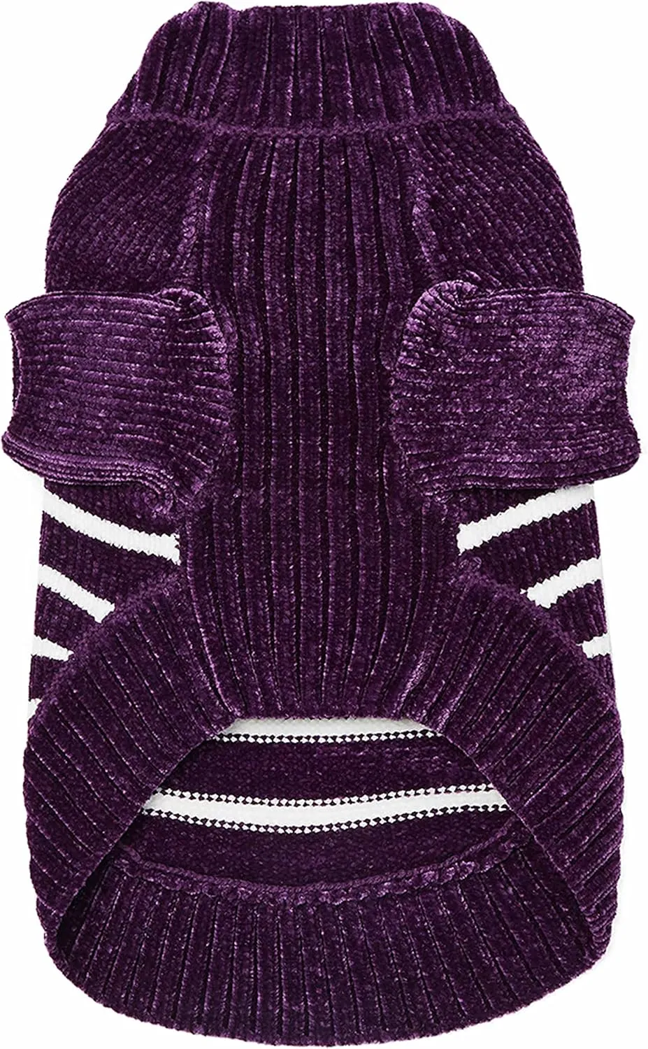 Blueberry Pet Cozy Soft Chenille Classy Striped Dog Sweater in Dark Plum, Back Length 12", Pack of 1 Clothes for Dogs