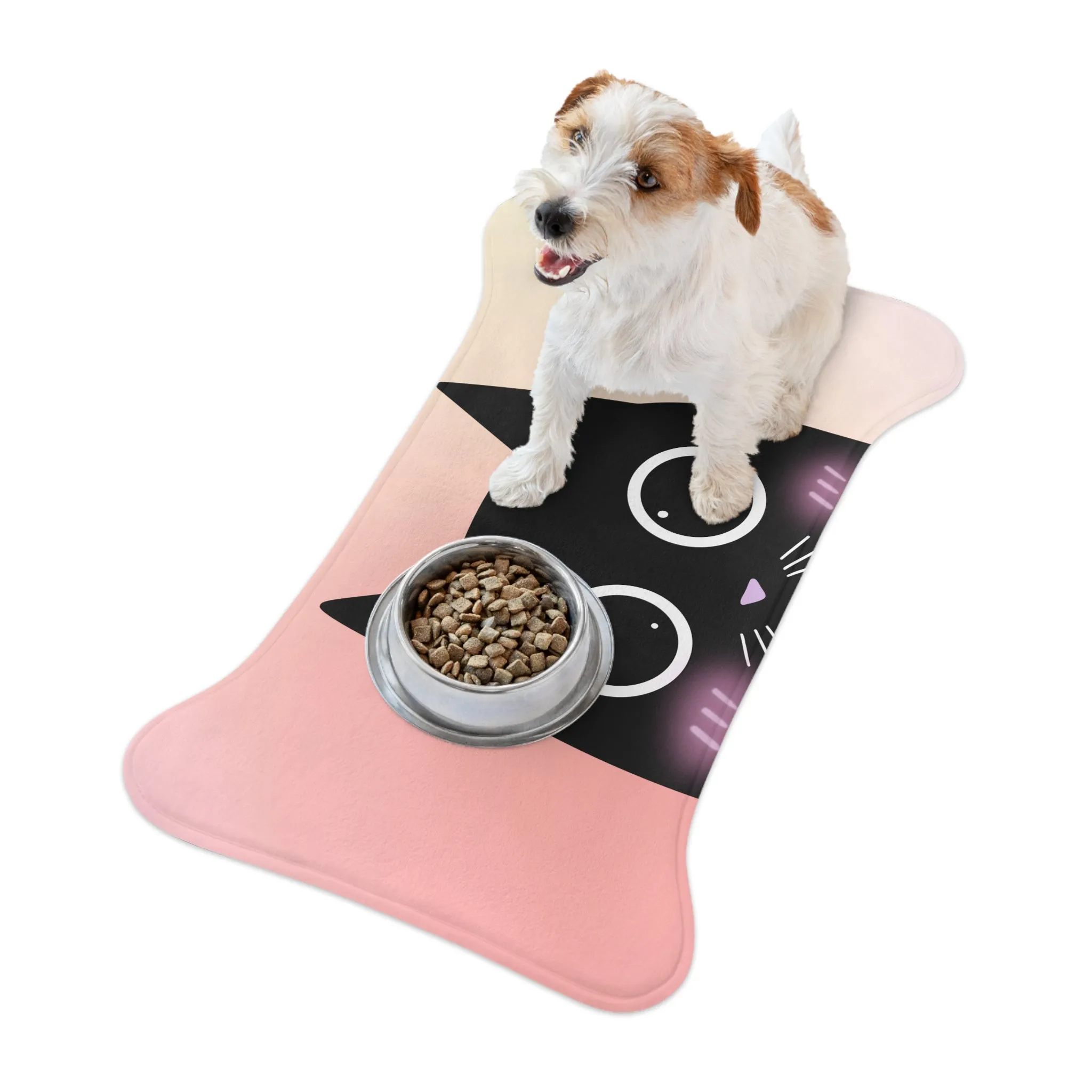 Blushing Cat Cartoon Pet Feeding Mats - 3 Sizes