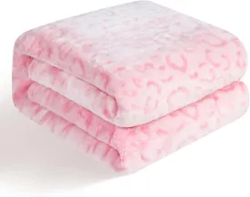 Bnuitland Leopard Print Fleece Flannel Throw Blanket with Storage Pouch,300 GSM Double Sided Cheetah Print Bed Sofa Travel Blanket, Super Soft Fuzzy Fluffy Gift for Adults and Kids, 50x70inch, Pink