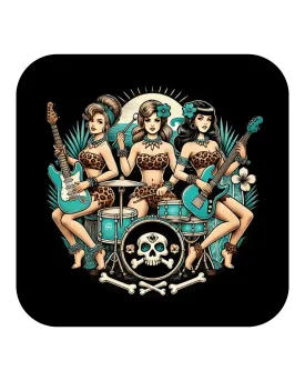 Bone Shaker Babes Rubber Square Coaster (4 pack)
