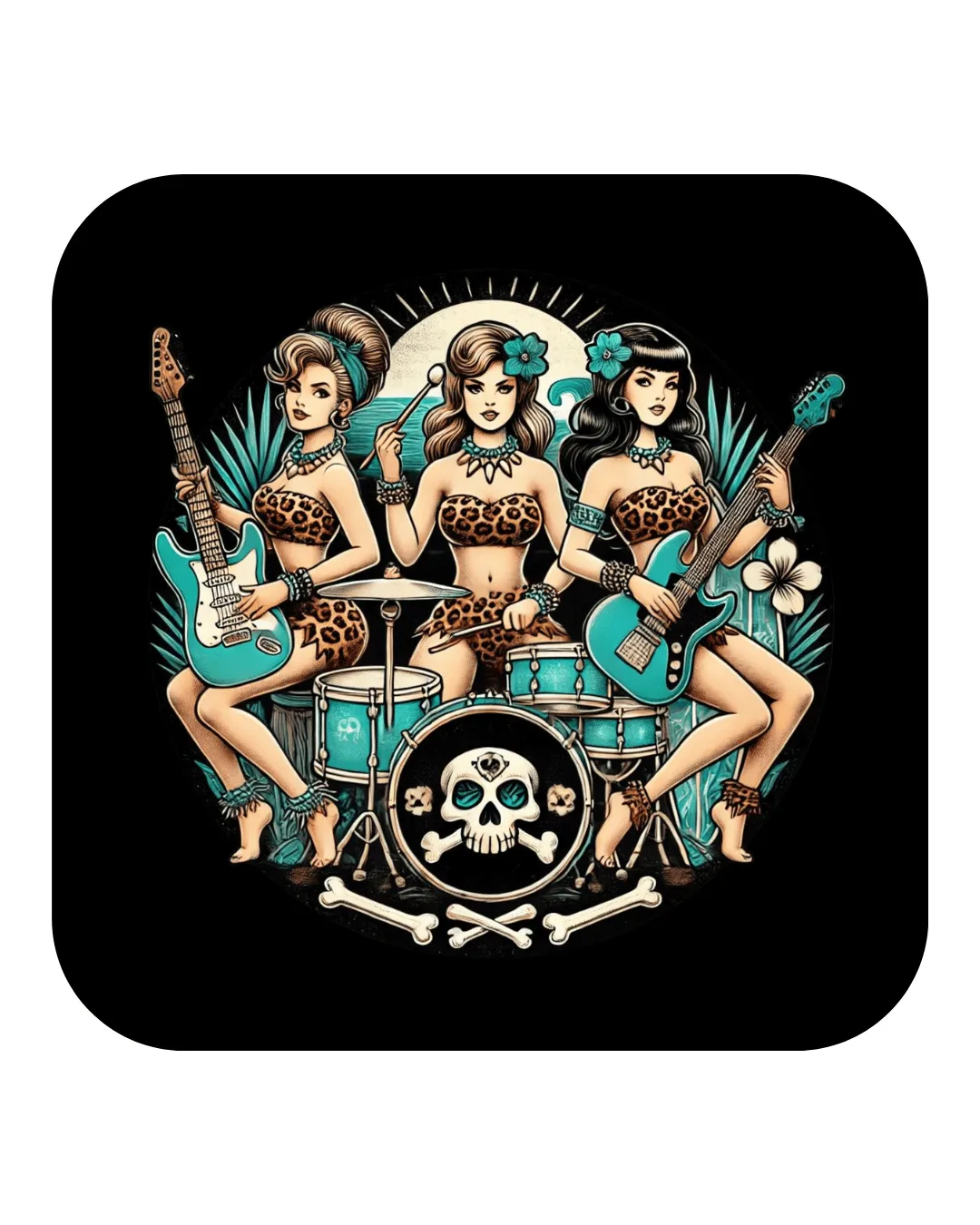 Bone Shaker Babes Rubber Square Coaster (4 pack)