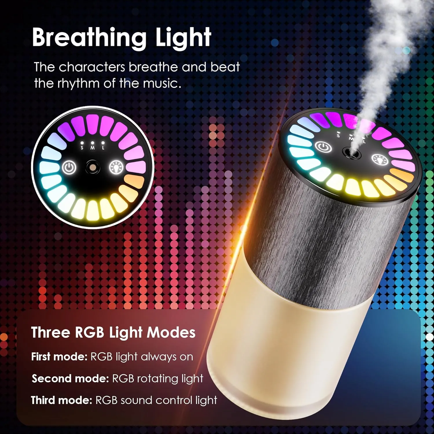 Car Air Freshener, Car Fresheners Long Lasting, Auto On/Off, 3 Adjustable Modes for Custom Scent Intensity, 150mL Large Capacity, Diffuser with RGB Music Syncing Light (Angels)