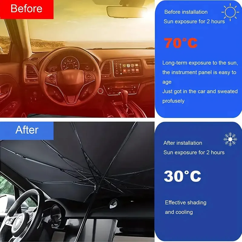Car Windshield Sun Shade UV Rays and Heat Sun Visor Protector Foldable Reflector Umbrella