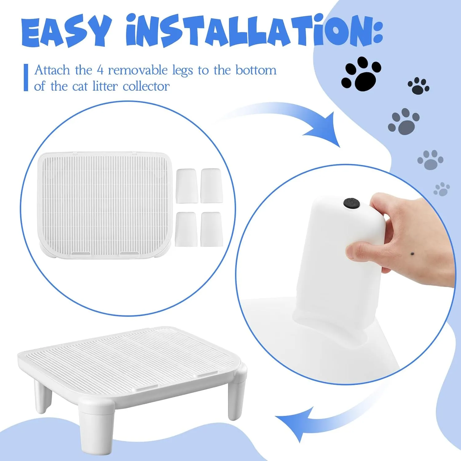Cat Litter Ramp Trapper for Cat Litter Box Easy Cleaning Step and Stair Easy Entry for Elder Kitten Compatible with Various Models Trash Box(White,19.7"x 16"x 5.91")