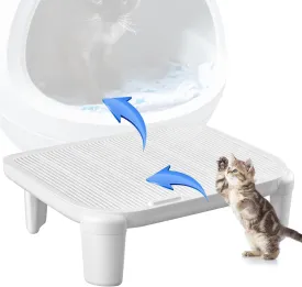 Cat Litter Ramp Trapper for Cat Litter Box Easy Cleaning Step and Stair Easy Entry for Elder Kitten Compatible with Various Models Trash Box(White,19.7"x 16"x 5.91")