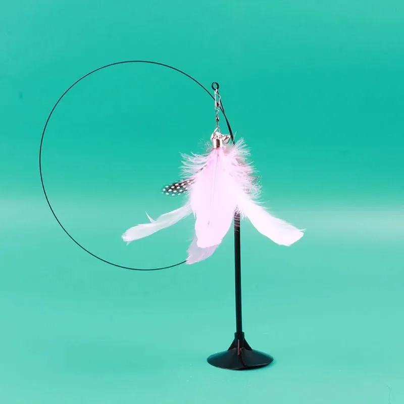 Cat Wand Toy - Recreational Cats Teaser Feather Stick Toy with Suction Cup
