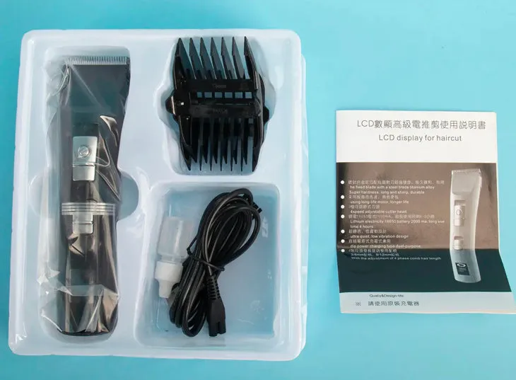 Clipper Set Cordless USB 4hr Work Time LCD Display