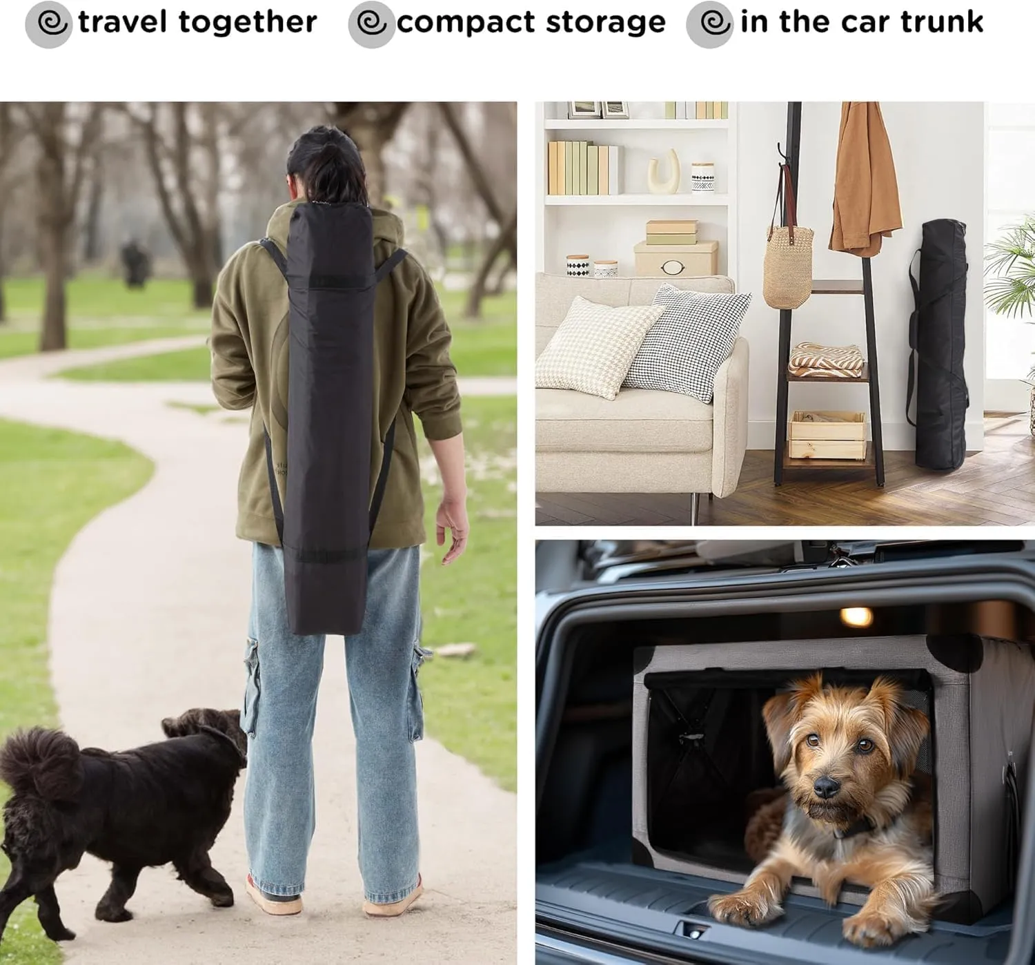 Collapsible Dog Crate - 32 Inch Portable Dog Travel Crate for Medium Dogs, Foldable Dog Crate with Detachable Storage Bag, Removable Pad, and Mesh Windows for Outdoor & Indoor
