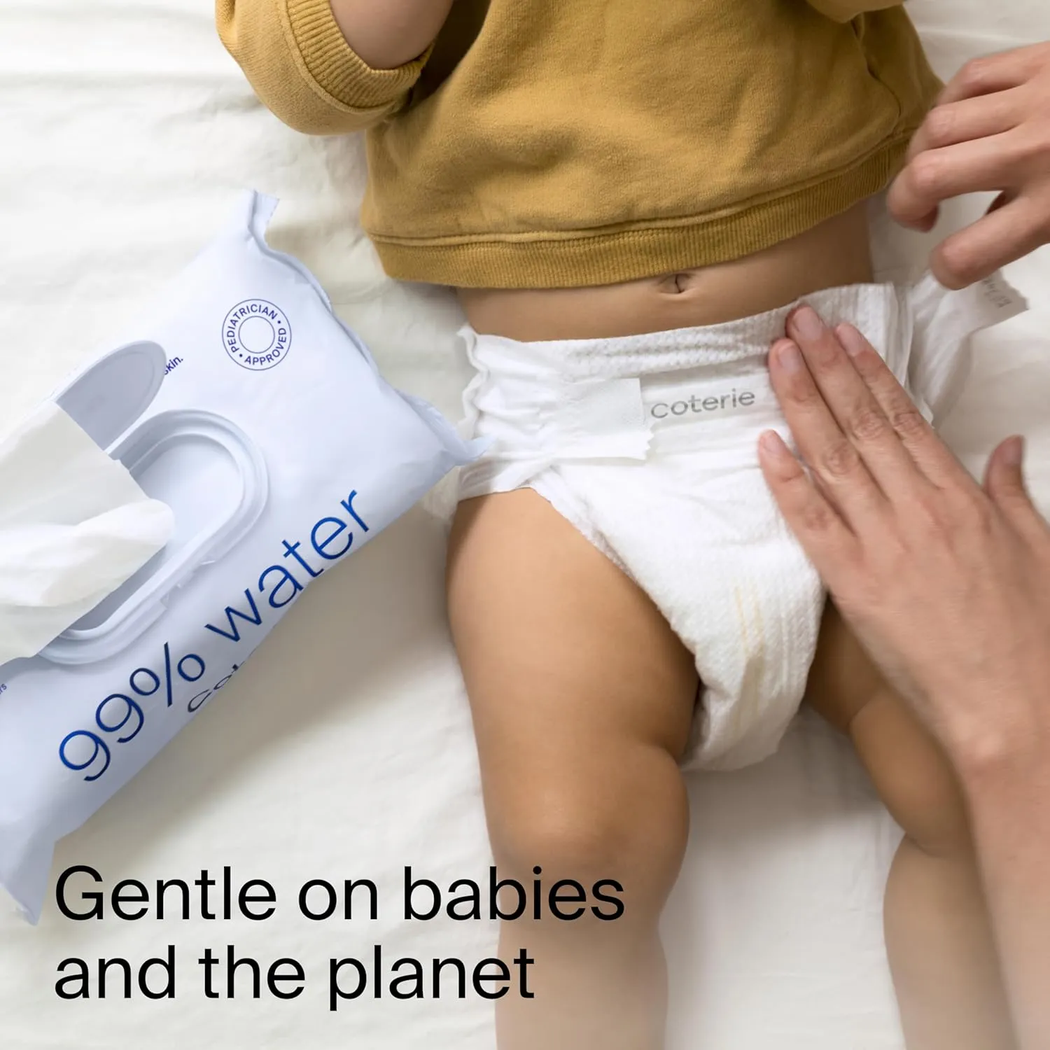 Coterie Baby Wipes for Sensitive Skin, Plant-Based and Plastic-Free Fibers, 99% Water, Hypoallergenic, pH Balanced, Unscented, Clean and Gentle Baby Essentials, 8 Pack, 448 Count