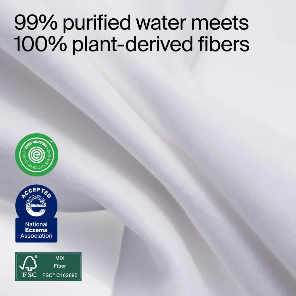Coterie Baby Wipes for Sensitive Skin, Plant-Based and Plastic-Free Fibers, 99% Water, Hypoallergenic, pH Balanced, Unscented, Clean and Gentle Baby Essentials, 8 Pack, 448 Count