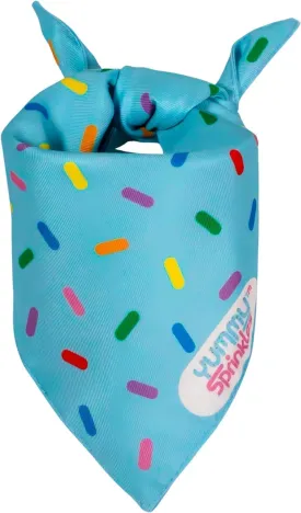 Cute Large/X-Large Light Blue Dog Bandana for Boy and Girl Dogs by Yummy Sprinkles | Birthday Rainbow Sprinkles Bandana | Spring and Summer Dog Accessory Boy/Girl | Washable Silky Polyester