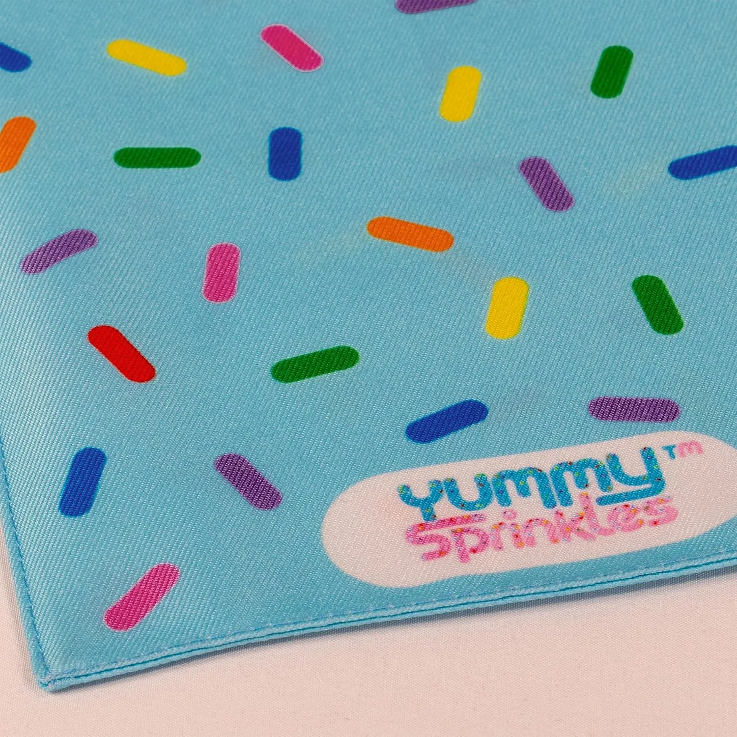 Cute Large/X-Large Light Blue Dog Bandana for Boy and Girl Dogs by Yummy Sprinkles | Birthday Rainbow Sprinkles Bandana | Spring and Summer Dog Accessory Boy/Girl | Washable Silky Polyester