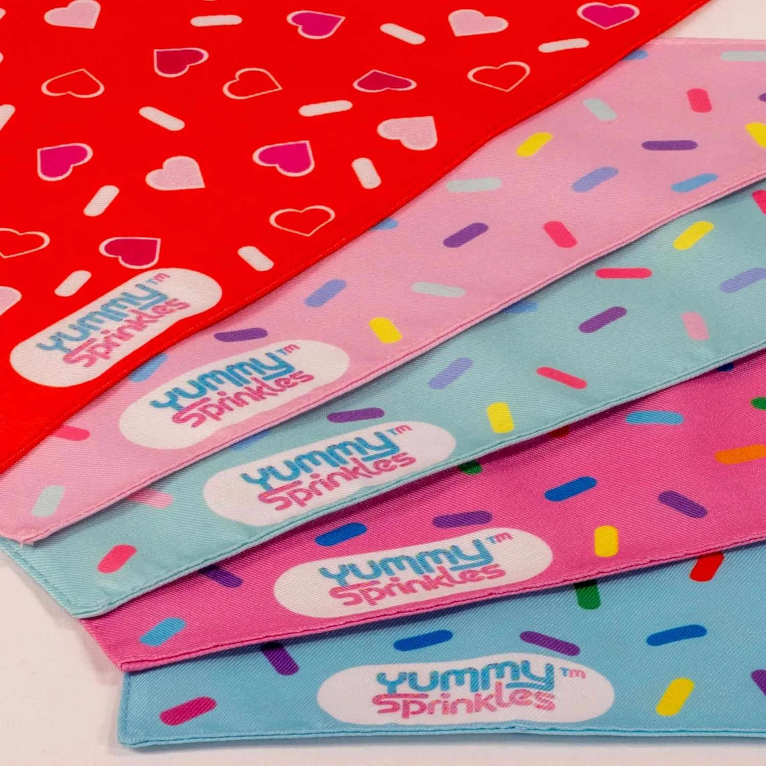 Cute Large/X-Large Pink Dog Bandana for Boy and Girl Dogs by Yummy Sprinkles | Birthday Rainbow Sprinkles Bandana | Spring and Summer Dog Accessory Boy/Girl | Washable Silky Polyester