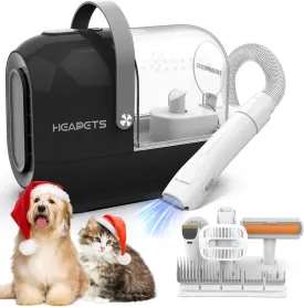 Dog Grooming Vacuum Kit - 3L Vacuum with 7 Tools, Low Noise Electric Clipper and Brush for Pet Shedding at Home, Black