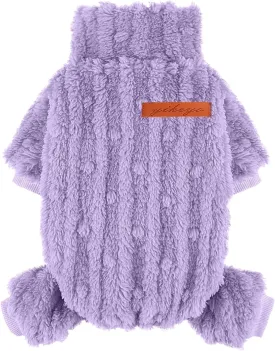 Dog Pajamas for Small Dogs Boy Girl, Turtleneck Pullover Sweater Thick Warm Clothes, Cold Weather Fleece Coat, Puppy Pjs Chihuahua Yorkie Winter Onesies Pet Doggie Male Female (Purple, XX-Small)