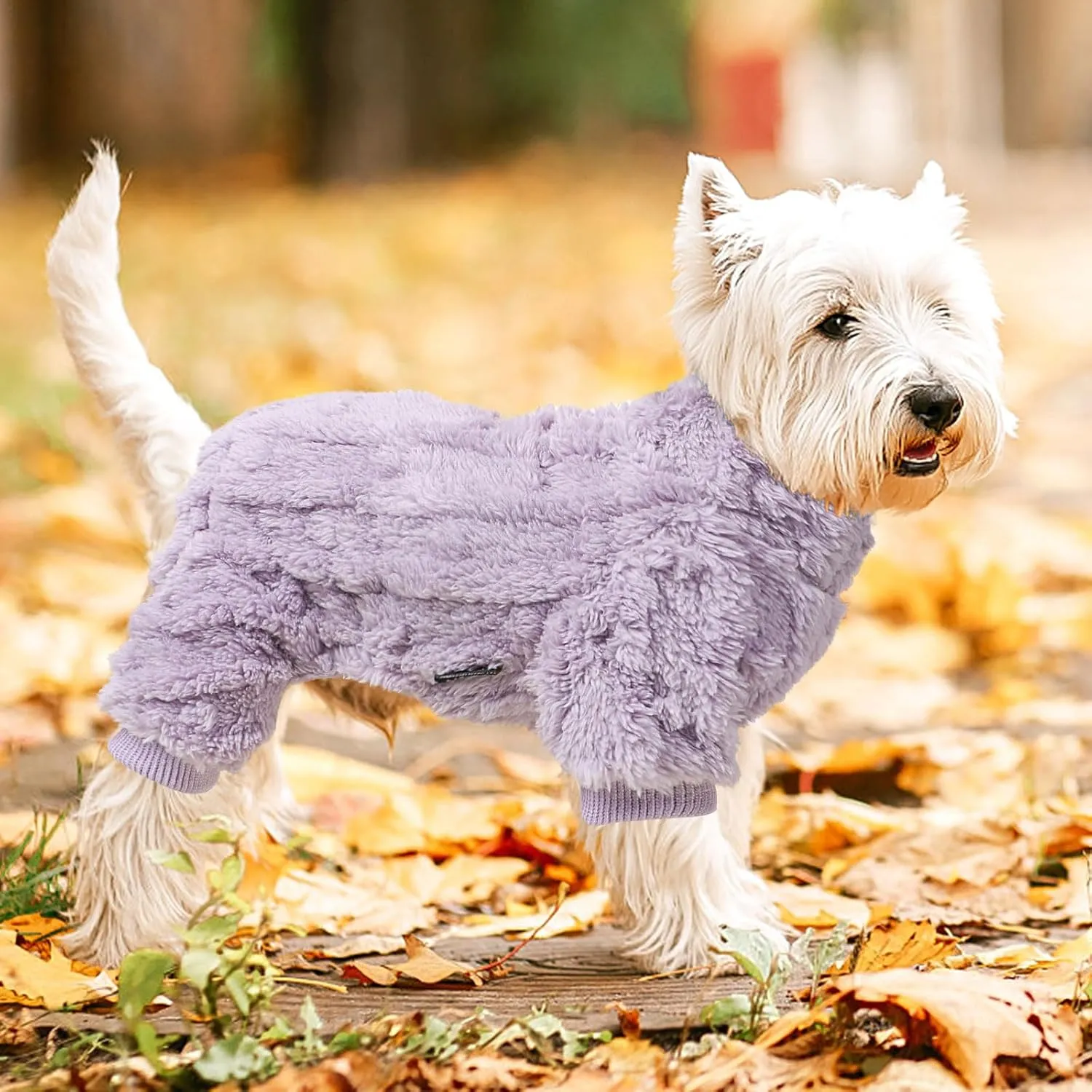 Dog Pajamas for Small Dogs Boy Girl, Turtleneck Pullover Sweater Thick Warm Clothes, Cold Weather Fleece Coat, Puppy Pjs Chihuahua Yorkie Winter Onesies Pet Doggie Male Female (Purple, XX-Small)