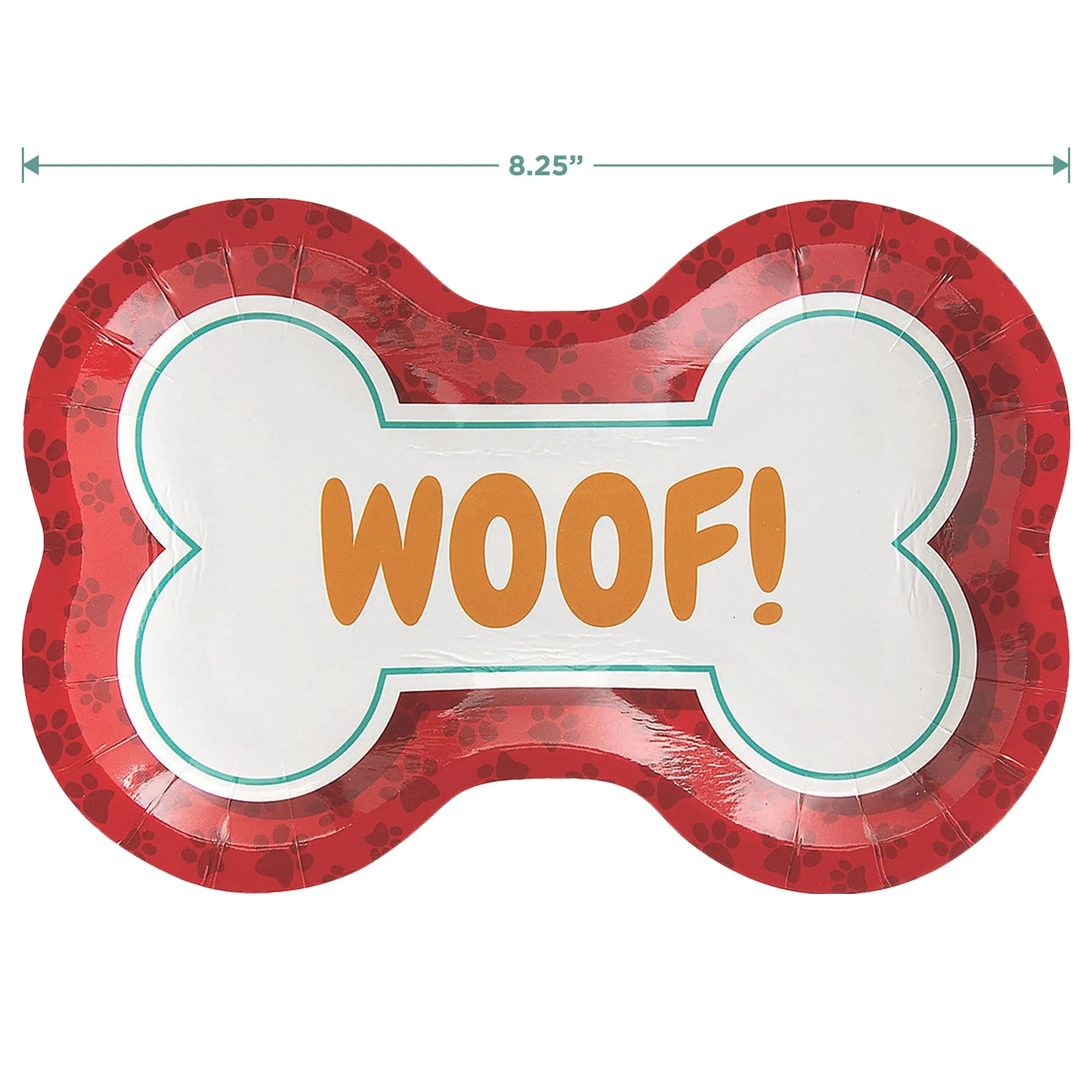 Dog Party Supplies - Dog Bone Shaped "Woof" Paper Dessert Plates and Beverage Napkins (Serves 16)