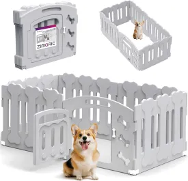 Dog Playpen, Puppy Playpen for Small Dogs, Indoor Dog Play Pen with Door & Lockable Gate, Foldable Portable Pet Fence, Easy to Assemble