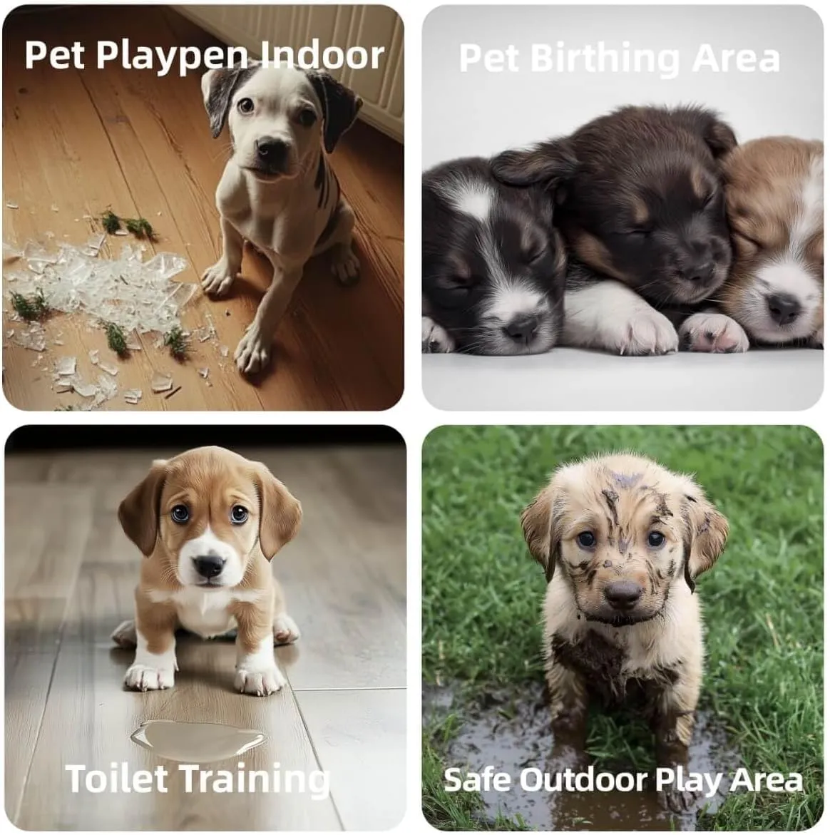 Dog Playpen, Puppy Playpen for Small Dogs, Indoor Dog Play Pen with Door & Lockable Gate, Foldable Portable Pet Fence, Easy to Assemble