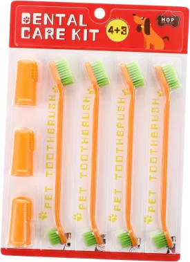 Dog Toothbrush Set Double-end Pet Brush for Dogs Pet Oral Care Tools Non-Slip Handle 7pcs