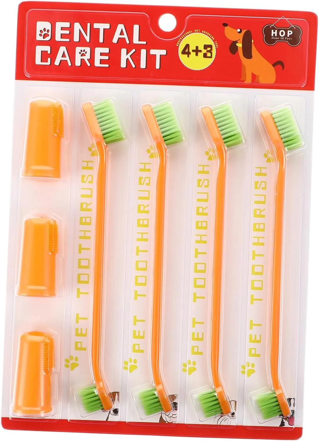 Dog Toothbrush Set Double-end Pet Brush for Dogs Pet Oral Care Tools Non-Slip Handle 7pcs