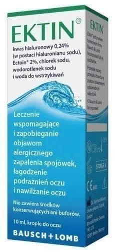 Ektin eye drops, hyaluronic acid, seasonal and perennial allergic conjunctivitis