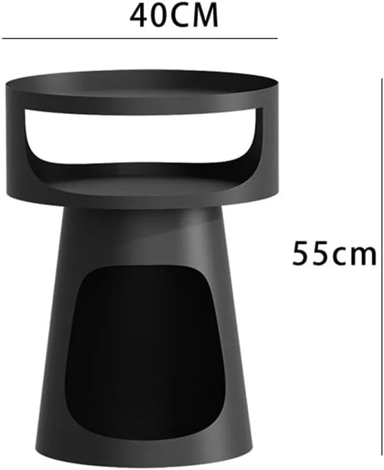 End Tables Creative Metal Round Side Table Double-Layer Coffee Table, Balcony Sofa Table, Bedroom Nightstand, Pet Bed for Cats Console Sofa Tables(Black)