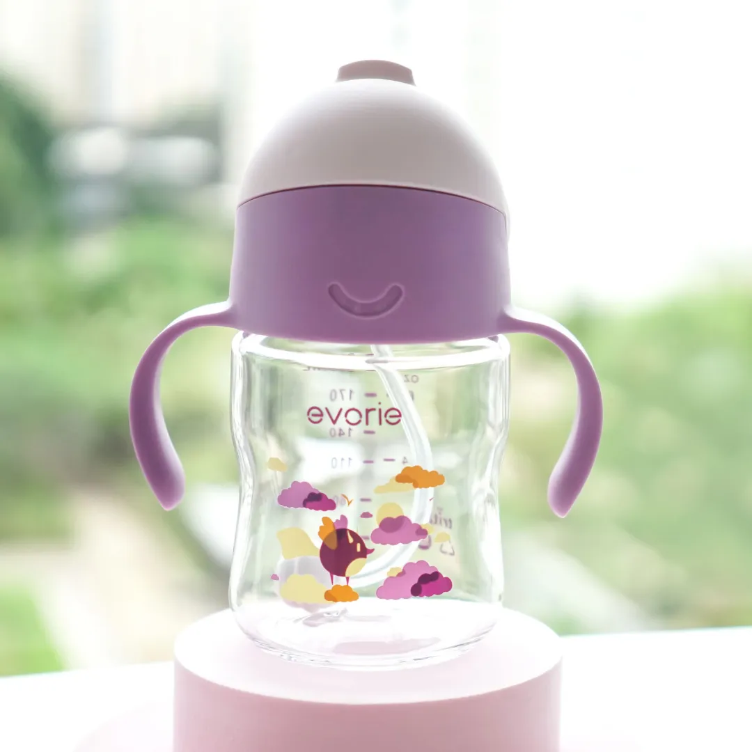 Evorie Tritan Baby 360 Straw Water Bottle Sippy Cup 200mL, Daydream